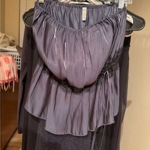 Free People Purple Tank Top with Black Lace